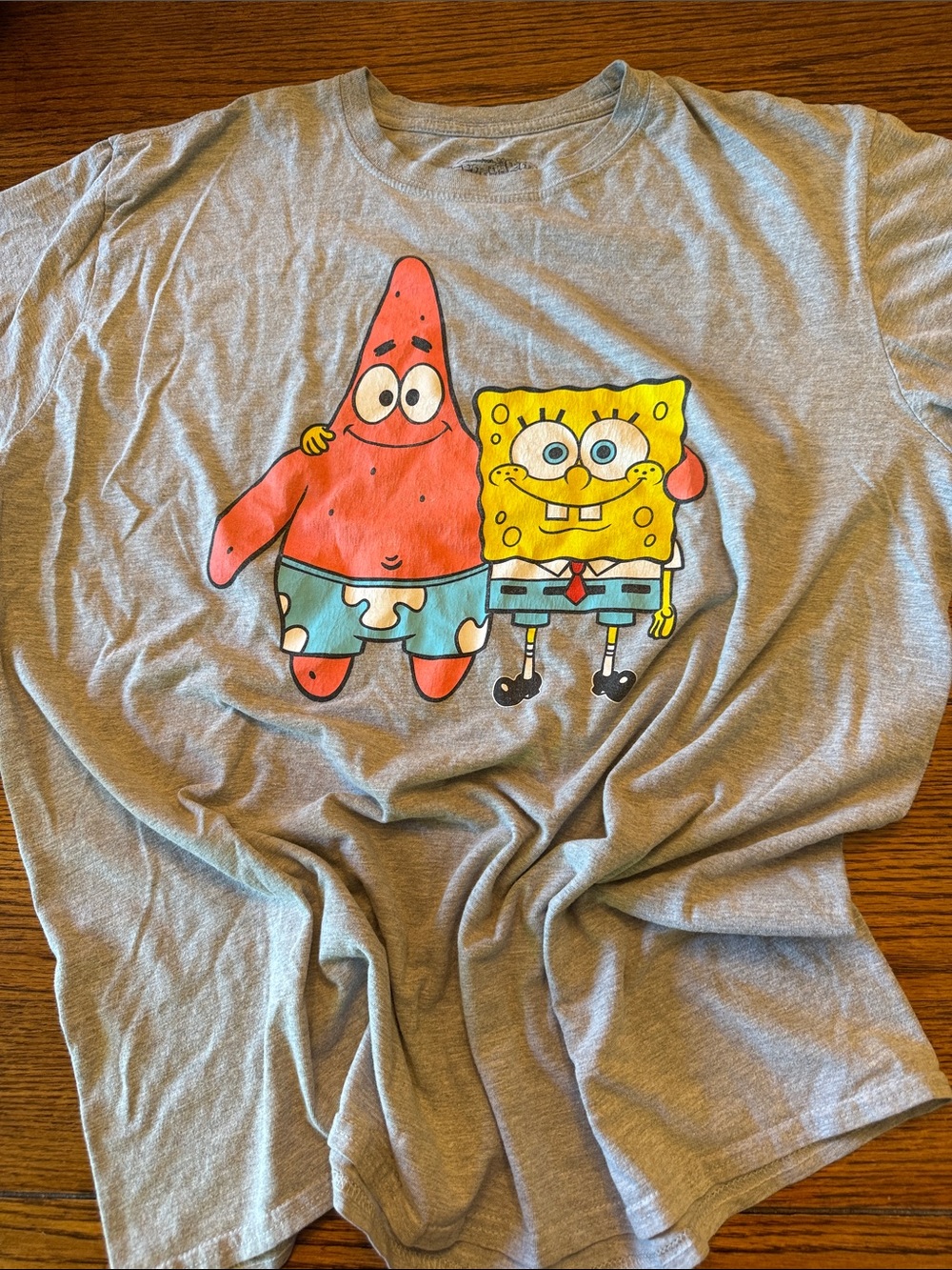 SpongeBob Squarepants Gray Tee with Yellow & Pink Characters